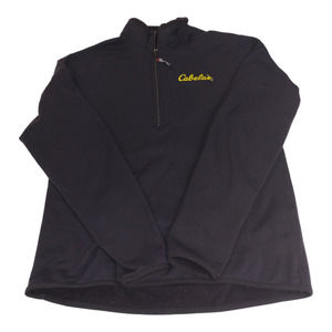 Cabelas Sweatshirt Polartec Spandex Thermal Black Quarter 1/4 Zip USA VTG Mens L